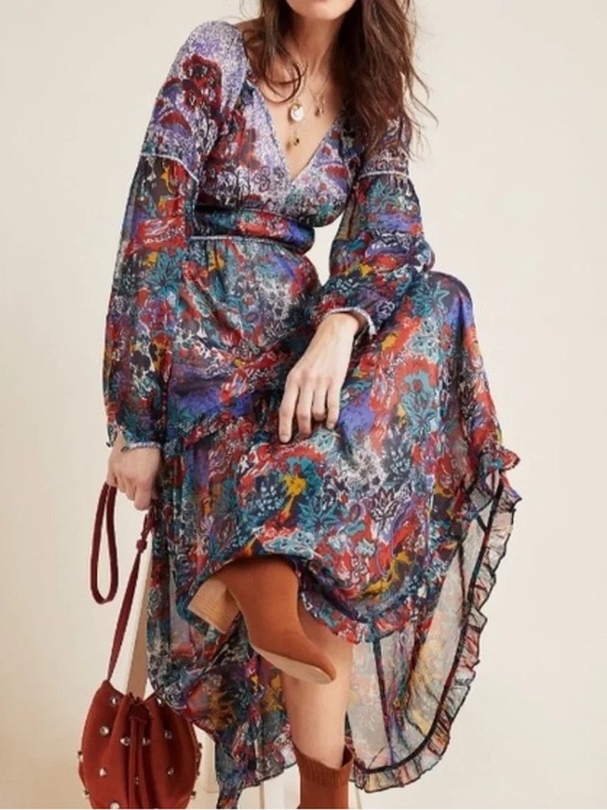 Anthropologie Dresses & Skirts - Anthropologie Maeve Annabella Floral Paisley Boho Colorful Maxi Dress 10 Boho